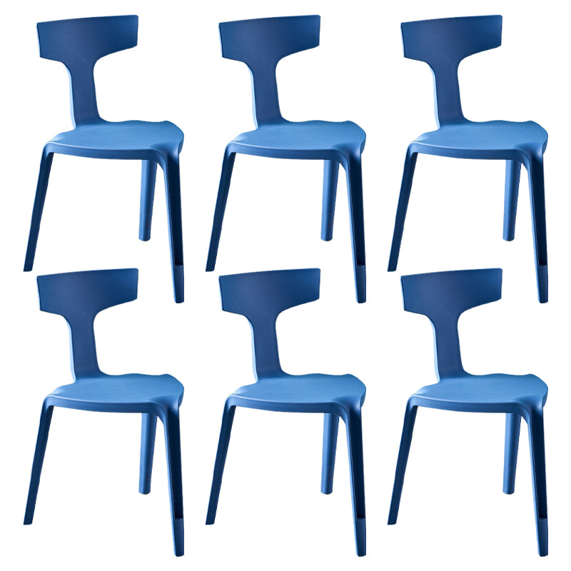 Contemporary Style Side Chair Plastic Slat Back Dining Room Chair for Indoor