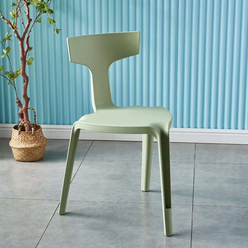 Contemporary Style Side Chair Plastic Slat Back Dining Room Chair for Indoor