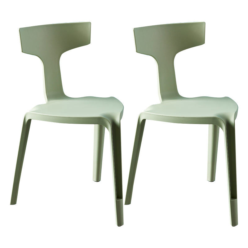 Contemporary Style Side Chair Plastic Slat Back Dining Room Chair for Indoor