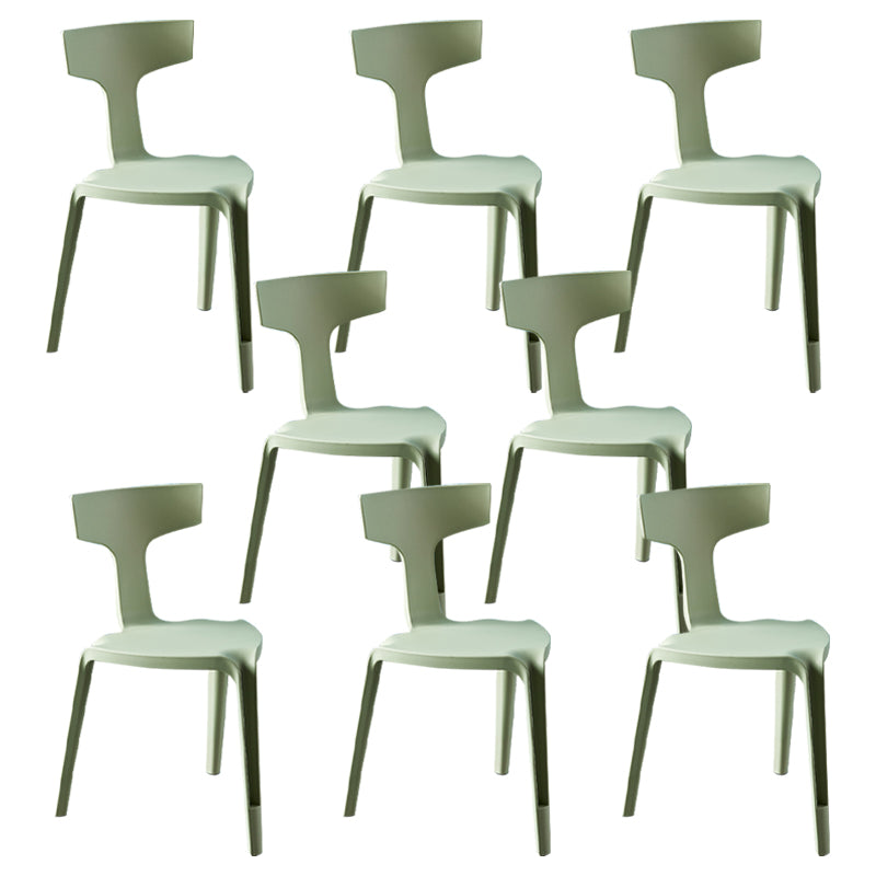 Contemporary Style Side Chair Plastic Slat Back Dining Room Chair for Indoor