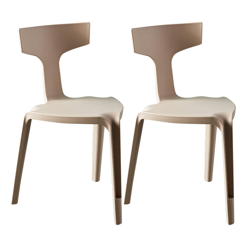 Contemporary Style Side Chair Plastic Slat Back Dining Room Chair for Indoor