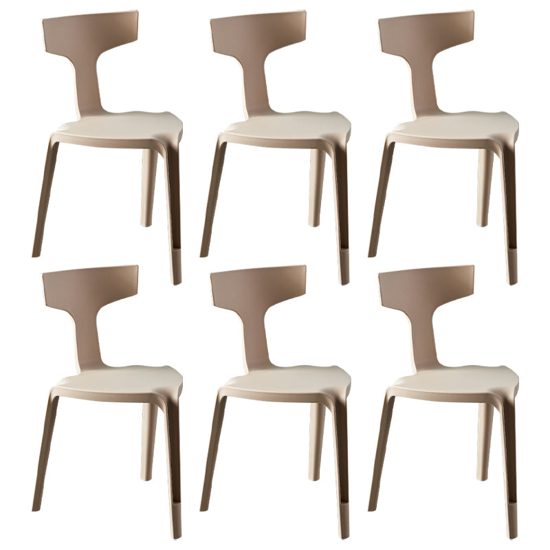 Contemporary Style Side Chair Plastic Slat Back Dining Room Chair for Indoor