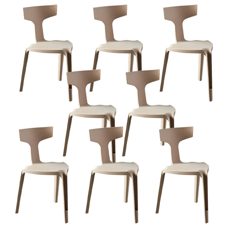 Contemporary Style Side Chair Plastic Slat Back Dining Room Chair for Indoor