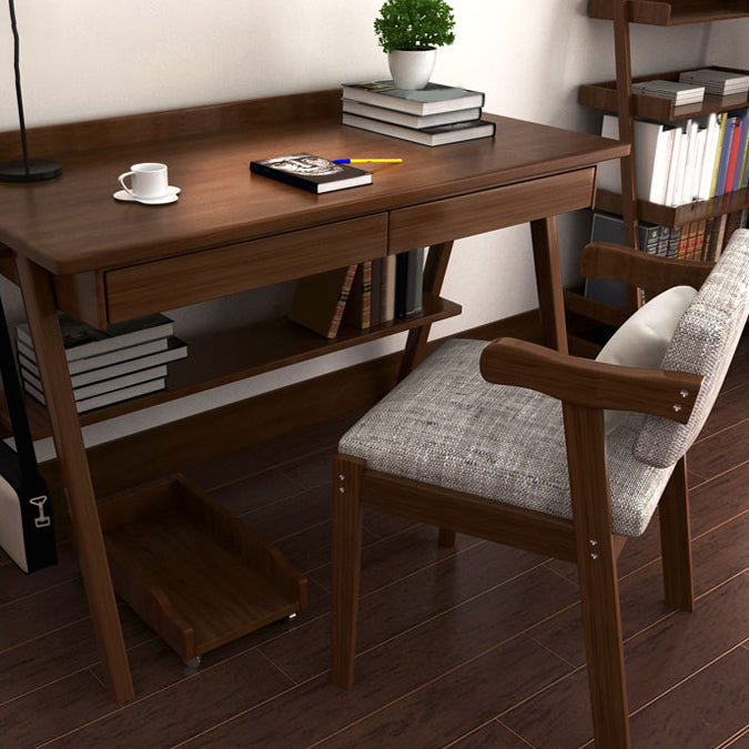 Contemporary Style Arm Chair Wood Open Back Dining Chairs for Indoor