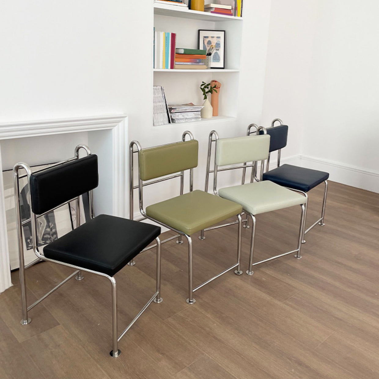 Contemporary Side Chair Metal Open Back Dining Room Chair for Indoor
