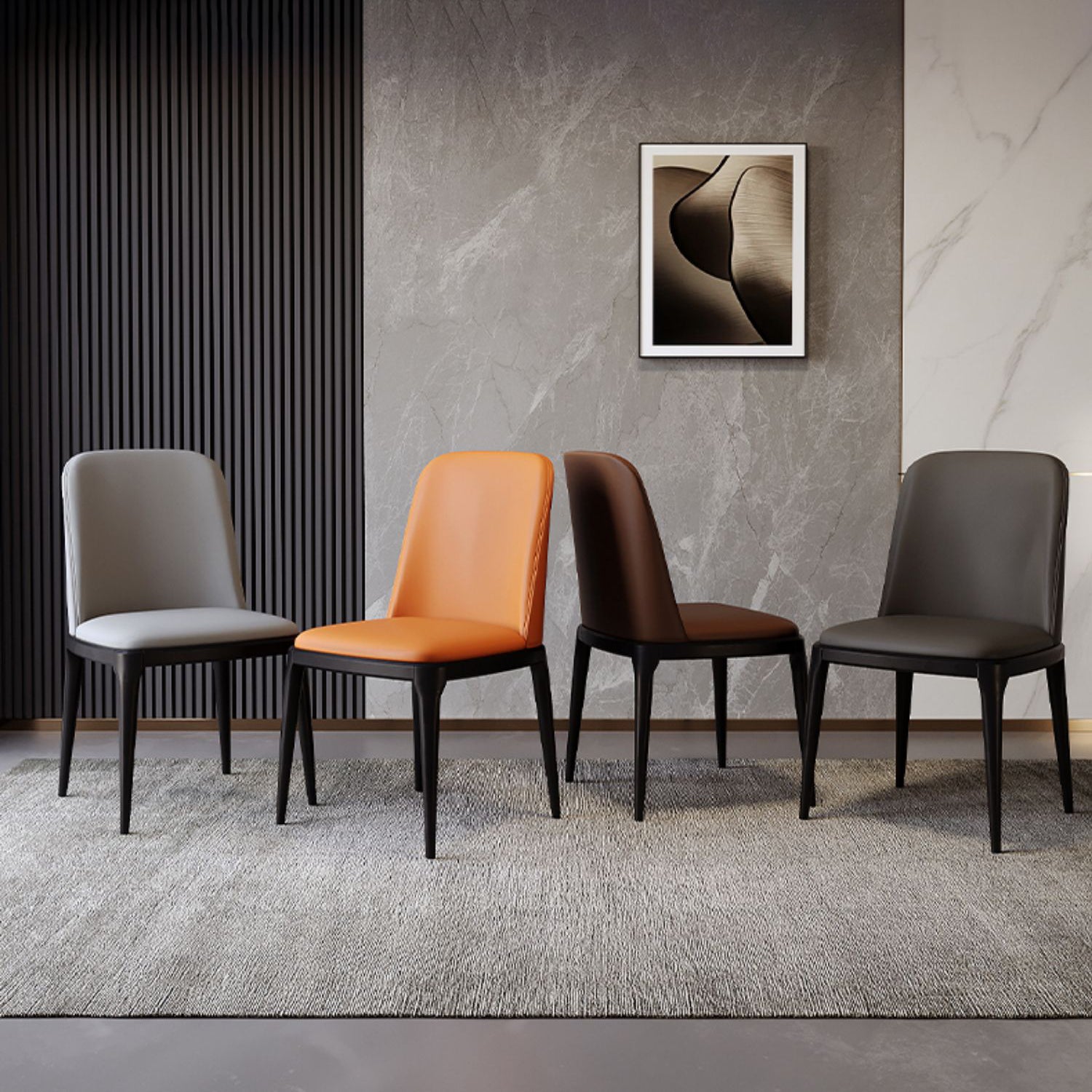 Modern Backrest Armless Leather Chair with Plastic Legs for Dining Room