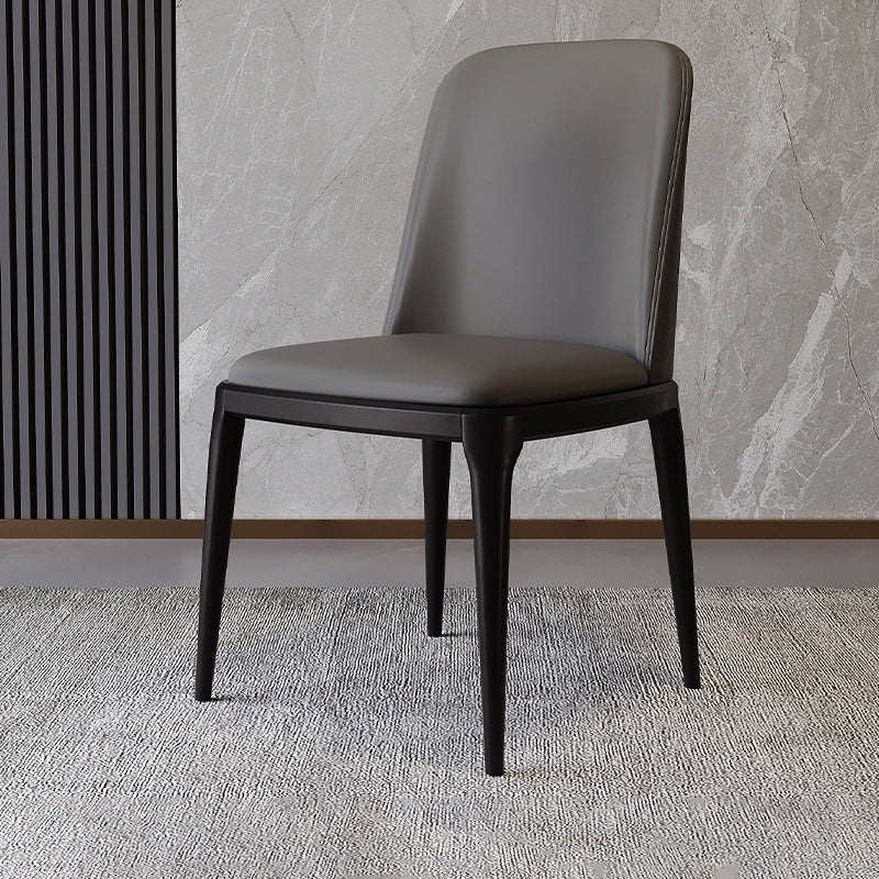 Modern Backrest Armless Leather Chair with Plastic Legs for Dining Room
