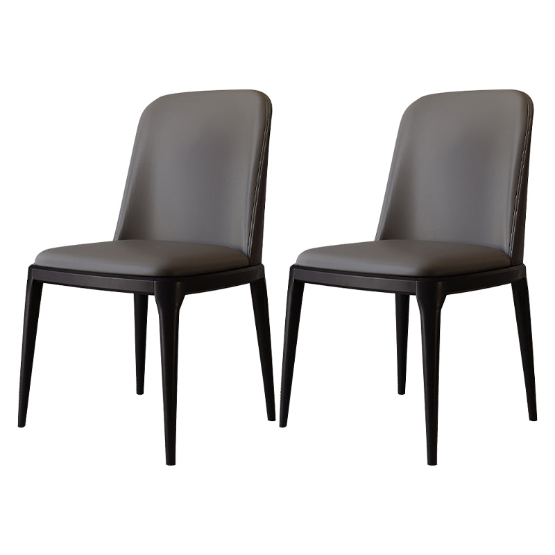 Modern Backrest Armless Leather Chair with Plastic Legs for Dining Room