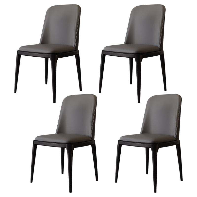 Modern Backrest Armless Leather Chair with Plastic Legs for Dining Room