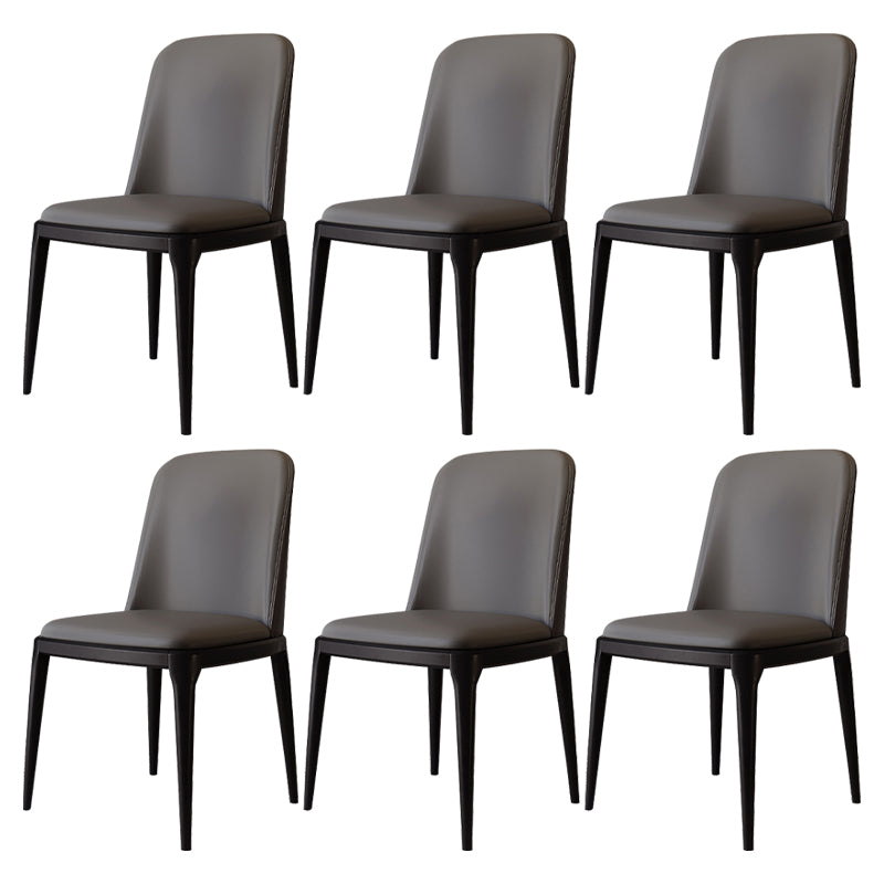 Modern Backrest Armless Leather Chair with Plastic Legs for Dining Room