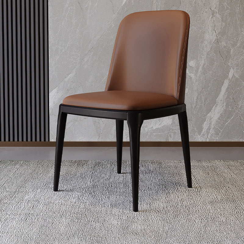Modern Backrest Armless Leather Chair with Plastic Legs for Dining Room