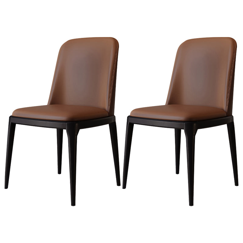 Modern Backrest Armless Leather Chair with Plastic Legs for Dining Room