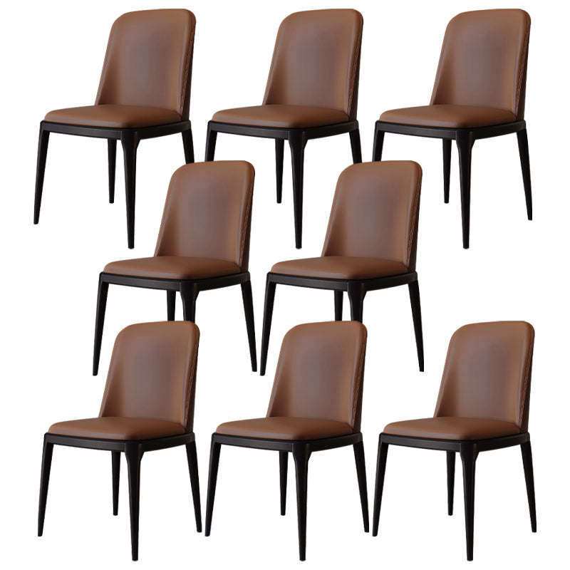 Modern Backrest Armless Leather Chair with Plastic Legs for Dining Room