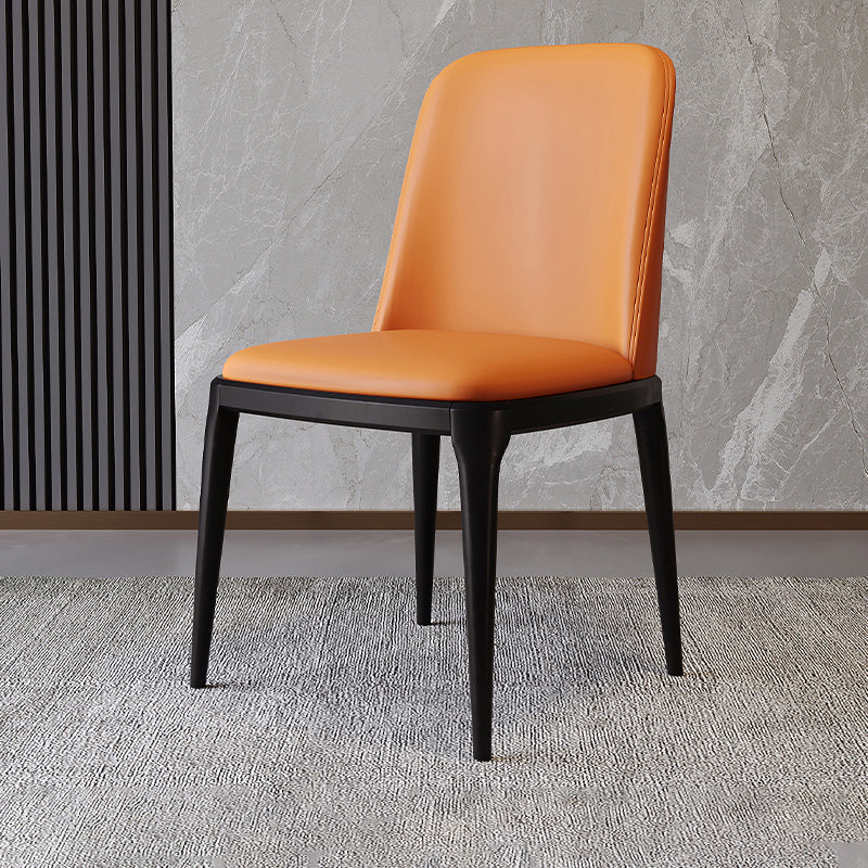 Modern Backrest Armless Leather Chair with Plastic Legs for Dining Room