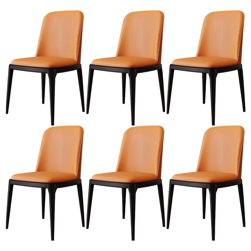 Modern Backrest Armless Leather Chair with Plastic Legs for Dining Room