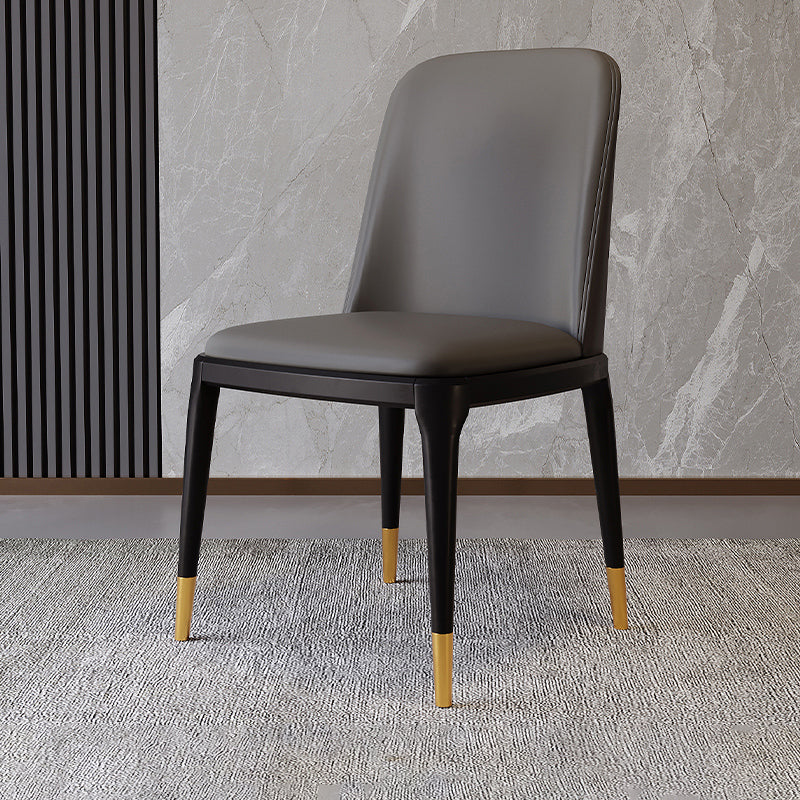 Modern Backrest Armless Leather Chair with Plastic Legs for Dining Room