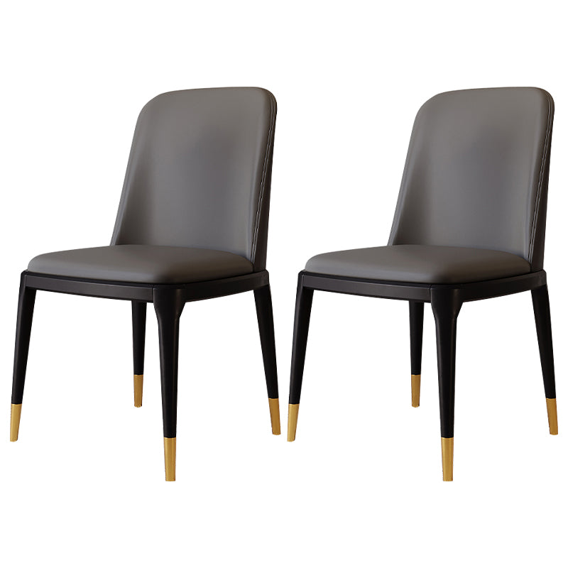 Modern Backrest Armless Leather Chair with Plastic Legs for Dining Room