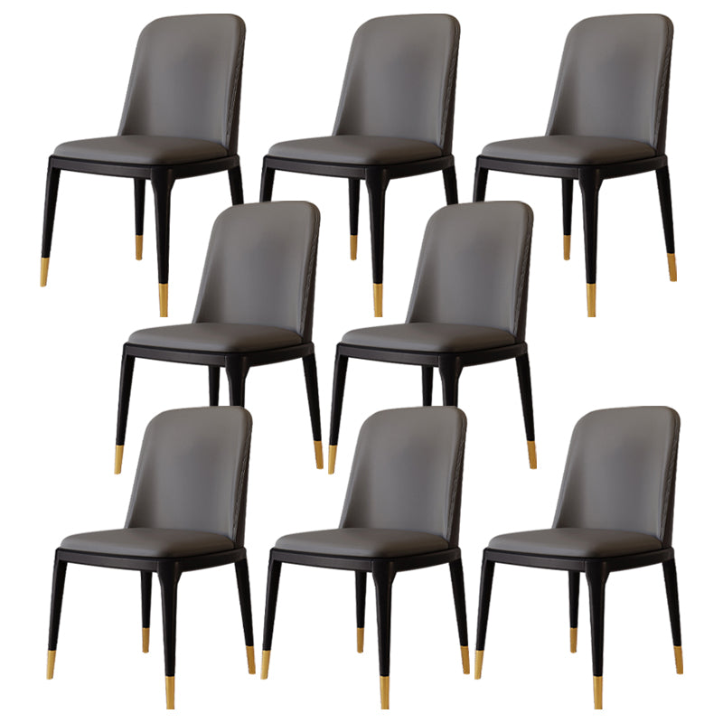 Modern Backrest Armless Leather Chair with Plastic Legs for Dining Room