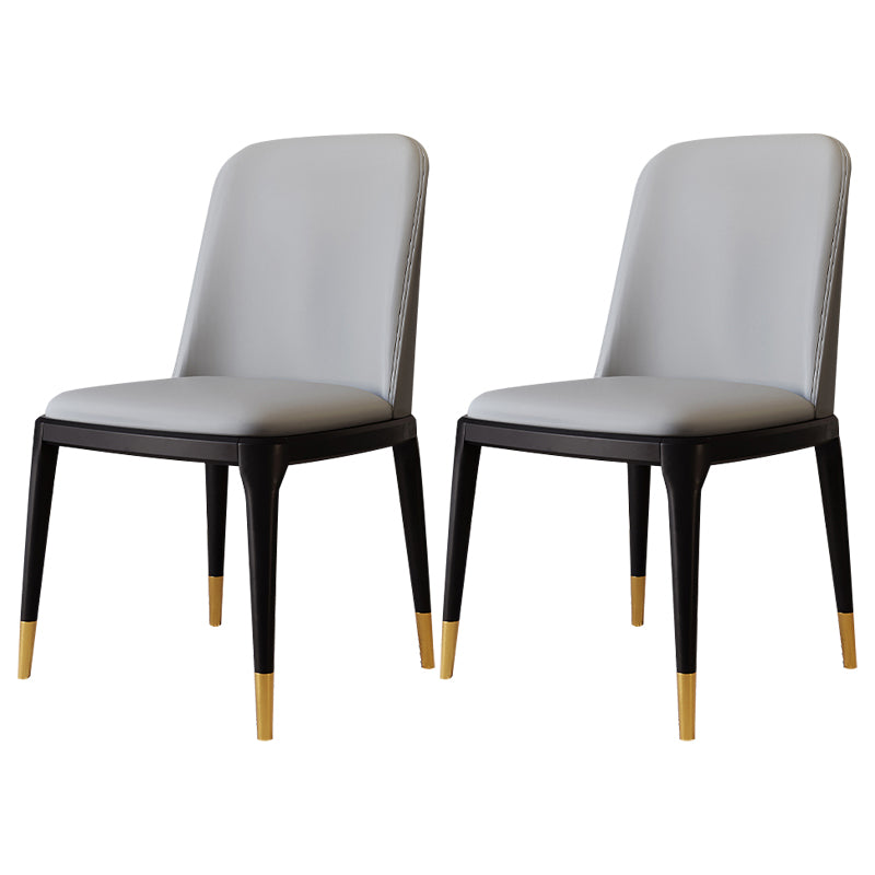 Modern Backrest Armless Leather Chair with Plastic Legs for Dining Room