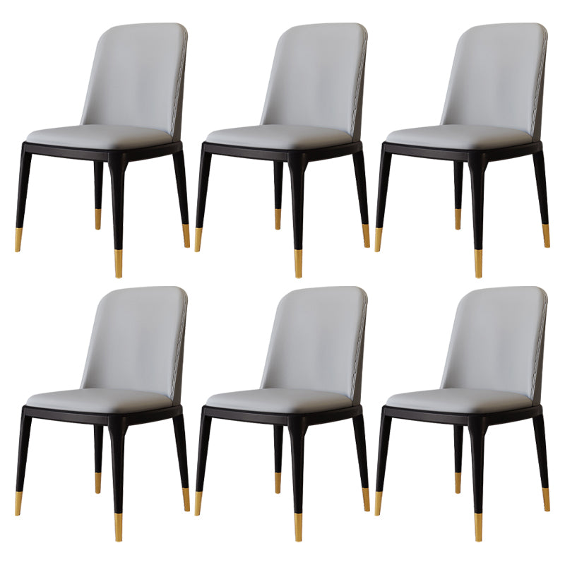 Modern Backrest Armless Leather Chair with Plastic Legs for Dining Room