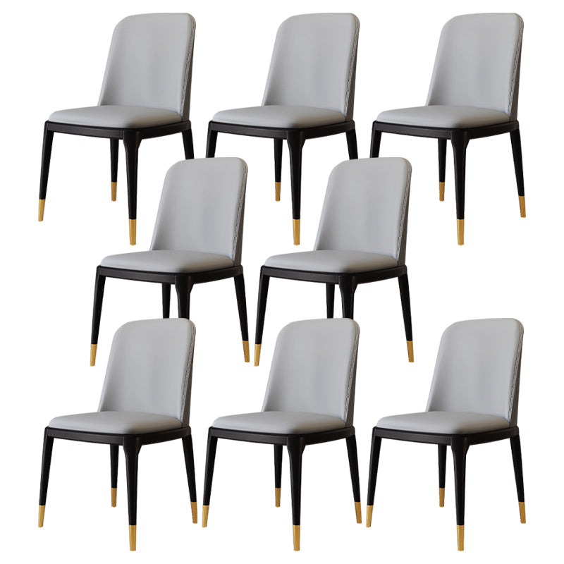 Modern Backrest Armless Leather Chair with Plastic Legs for Dining Room