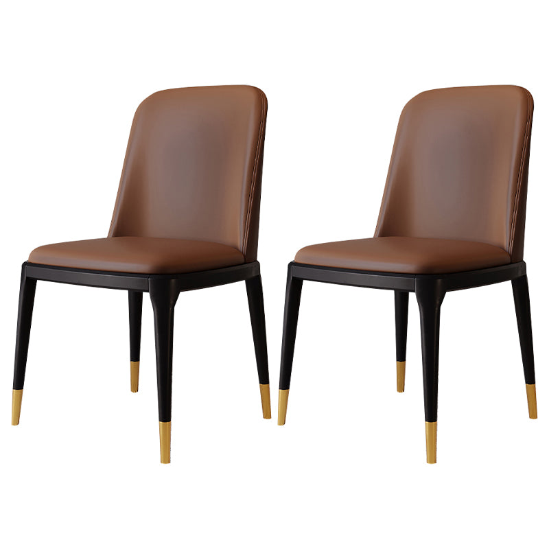 Modern Backrest Armless Leather Chair with Plastic Legs for Dining Room