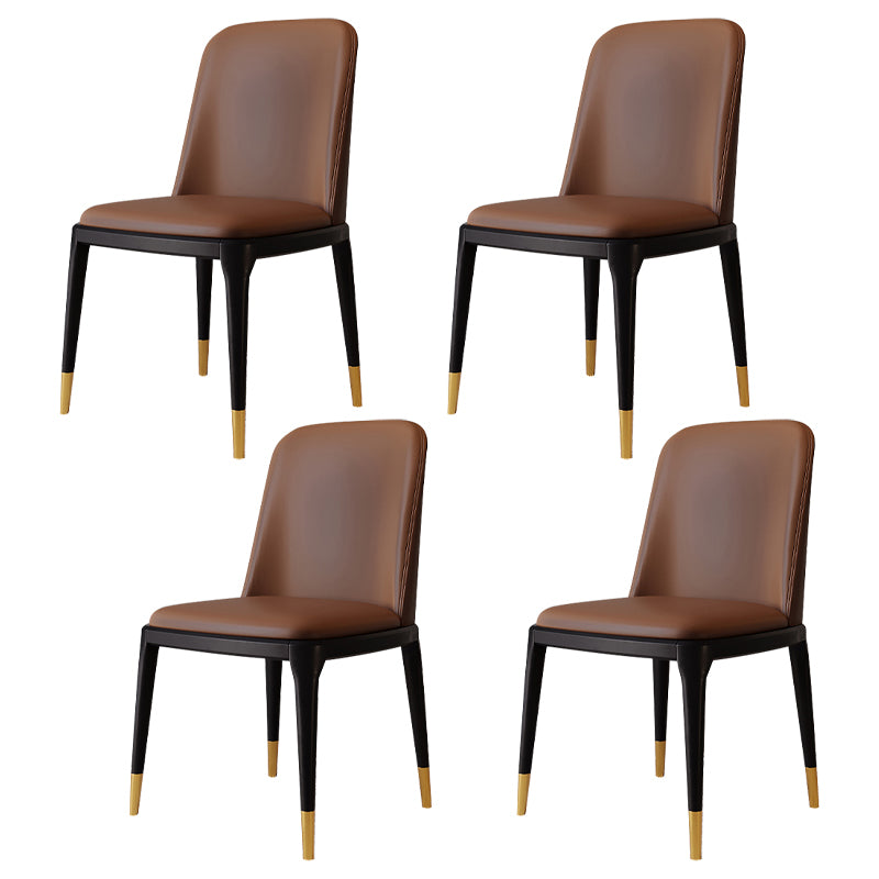 Modern Backrest Armless Leather Chair with Plastic Legs for Dining Room