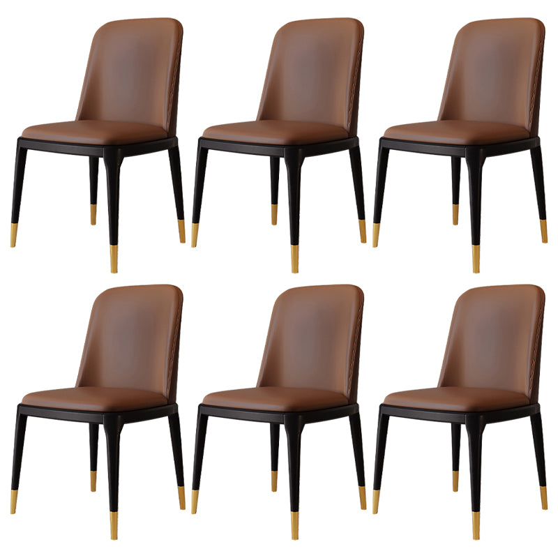 Modern Backrest Armless Leather Chair with Plastic Legs for Dining Room