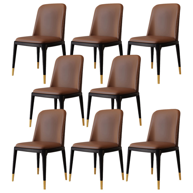 Modern Backrest Armless Leather Chair with Plastic Legs for Dining Room