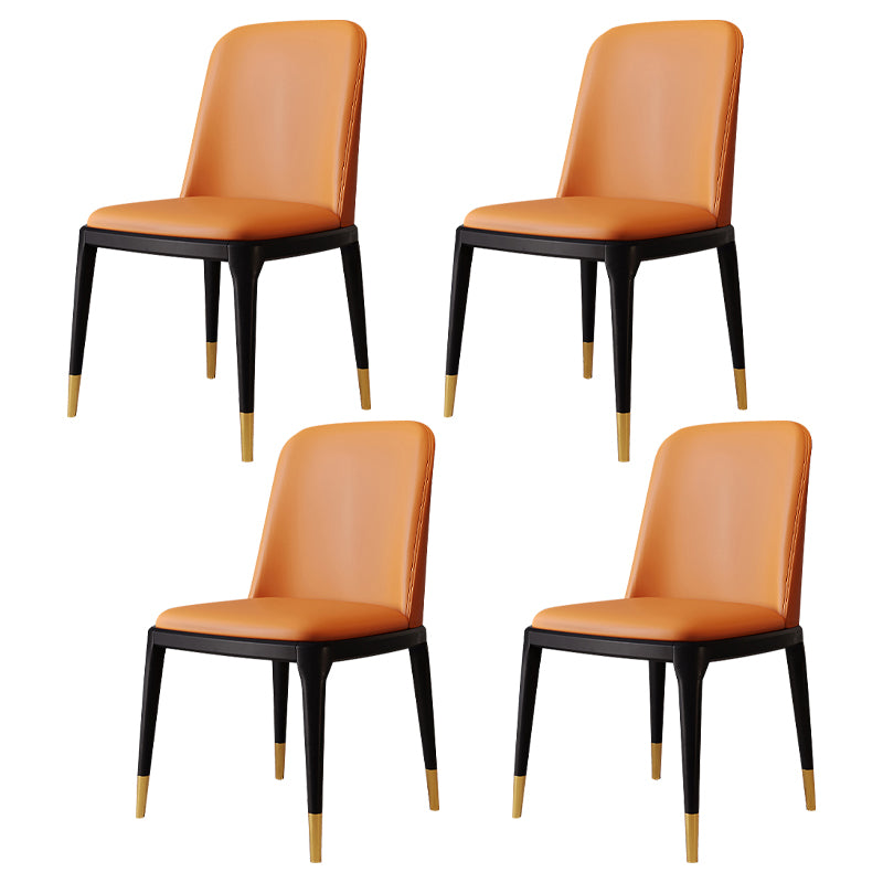 Modern Backrest Armless Leather Chair with Plastic Legs for Dining Room