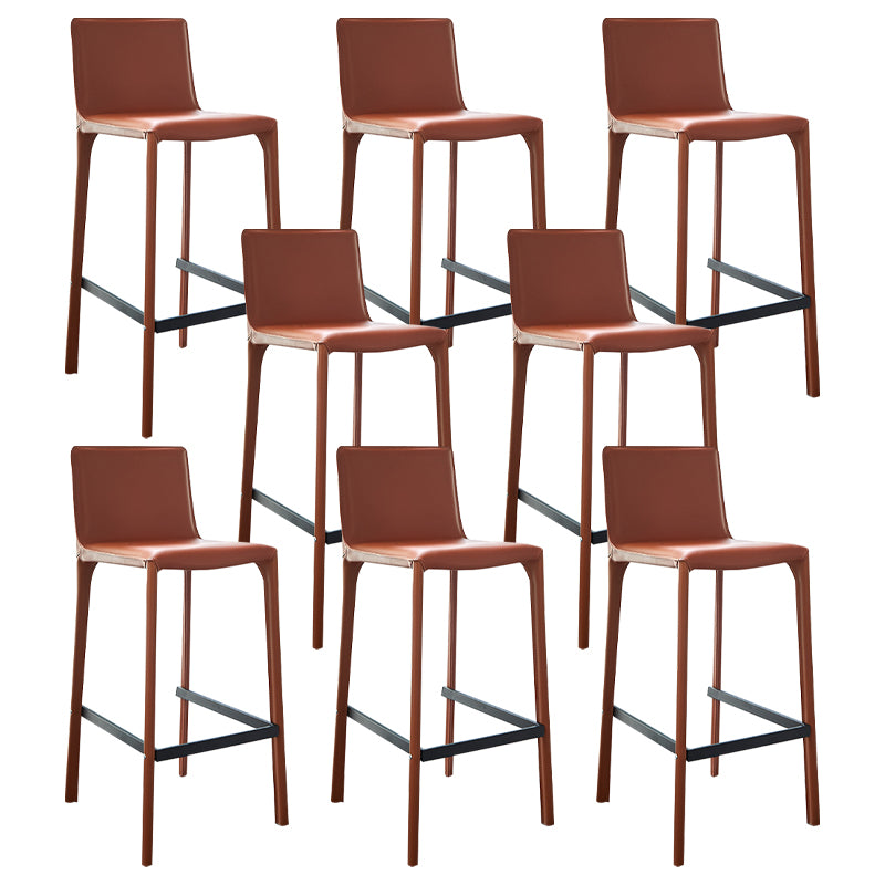 Faux Leather Armless Bar Stool Nordic Style Low Back Bar Stools for Living Room