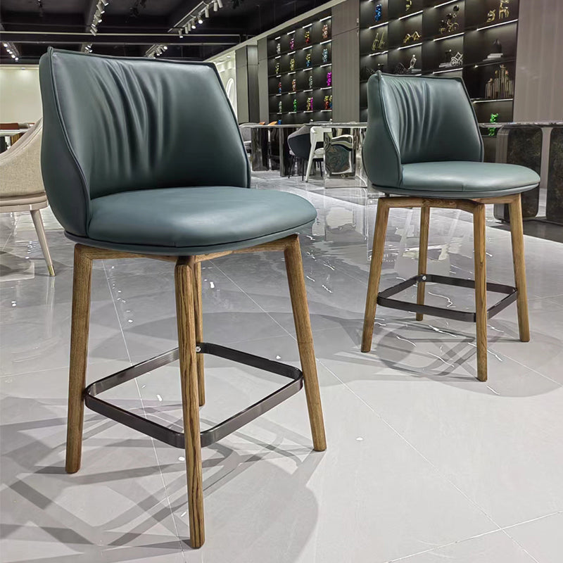 Indoor Upholstered Bar Stool Solid Wood Bar Stool with Footrest