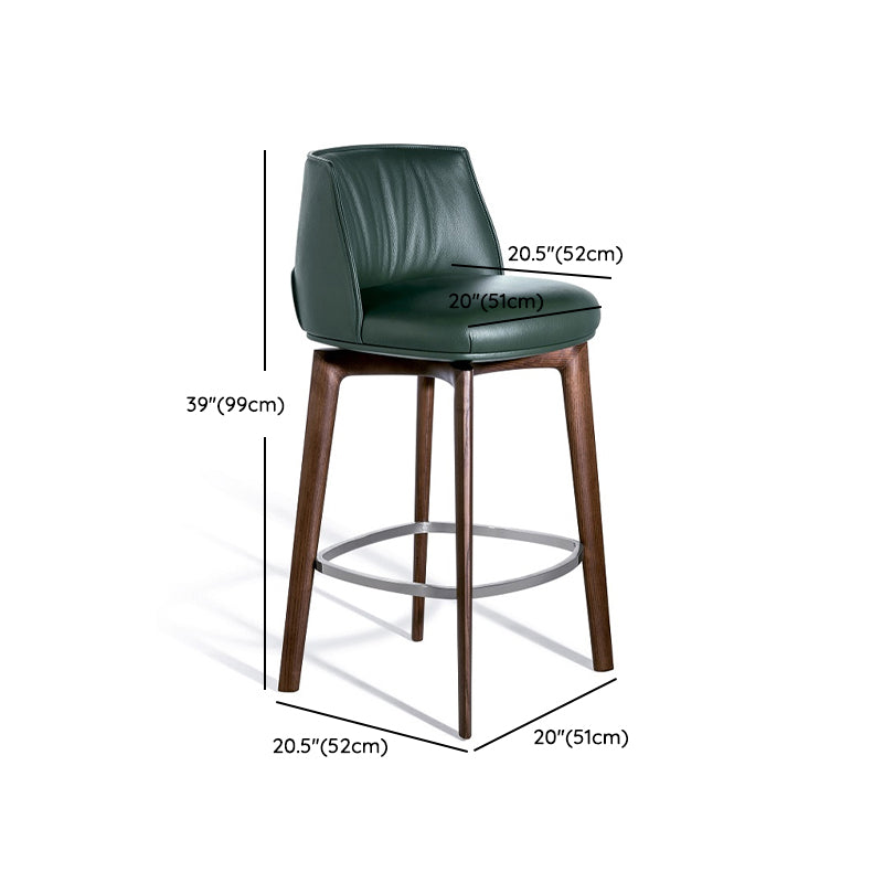 Indoor Upholstered Bar Stool Solid Wood Bar Stool with Footrest