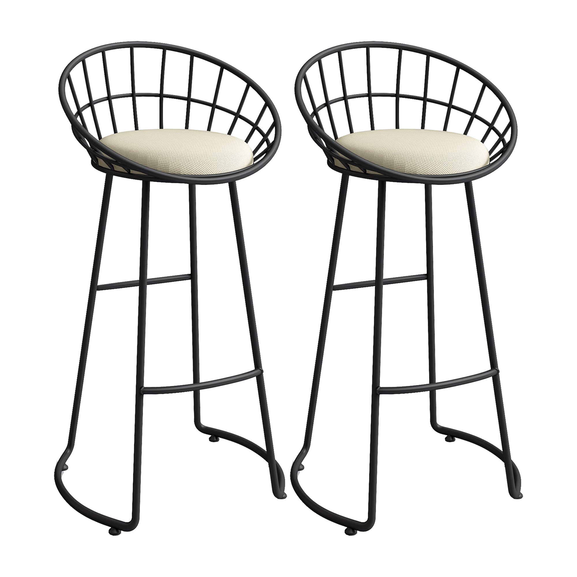Low Back Bar Stools Glam Metal Dining Stools with Metal Base