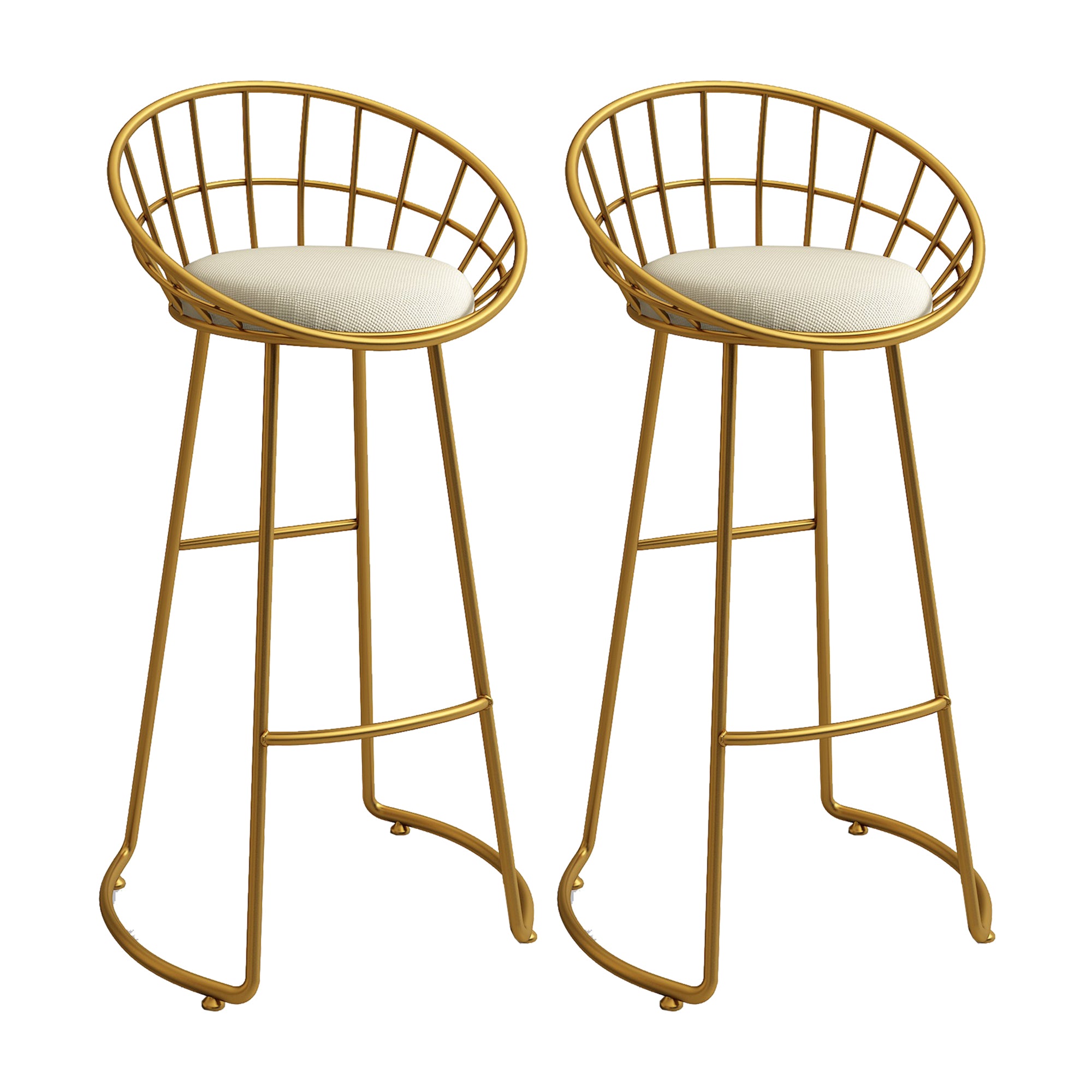 Low Back Bar Stools Glam Metal Dining Stools with Metal Base