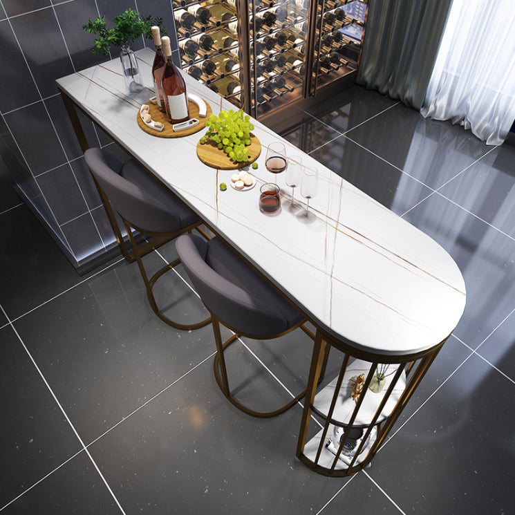 Low Back Bar Stools Glam Metal Dining Stools with Metal Base