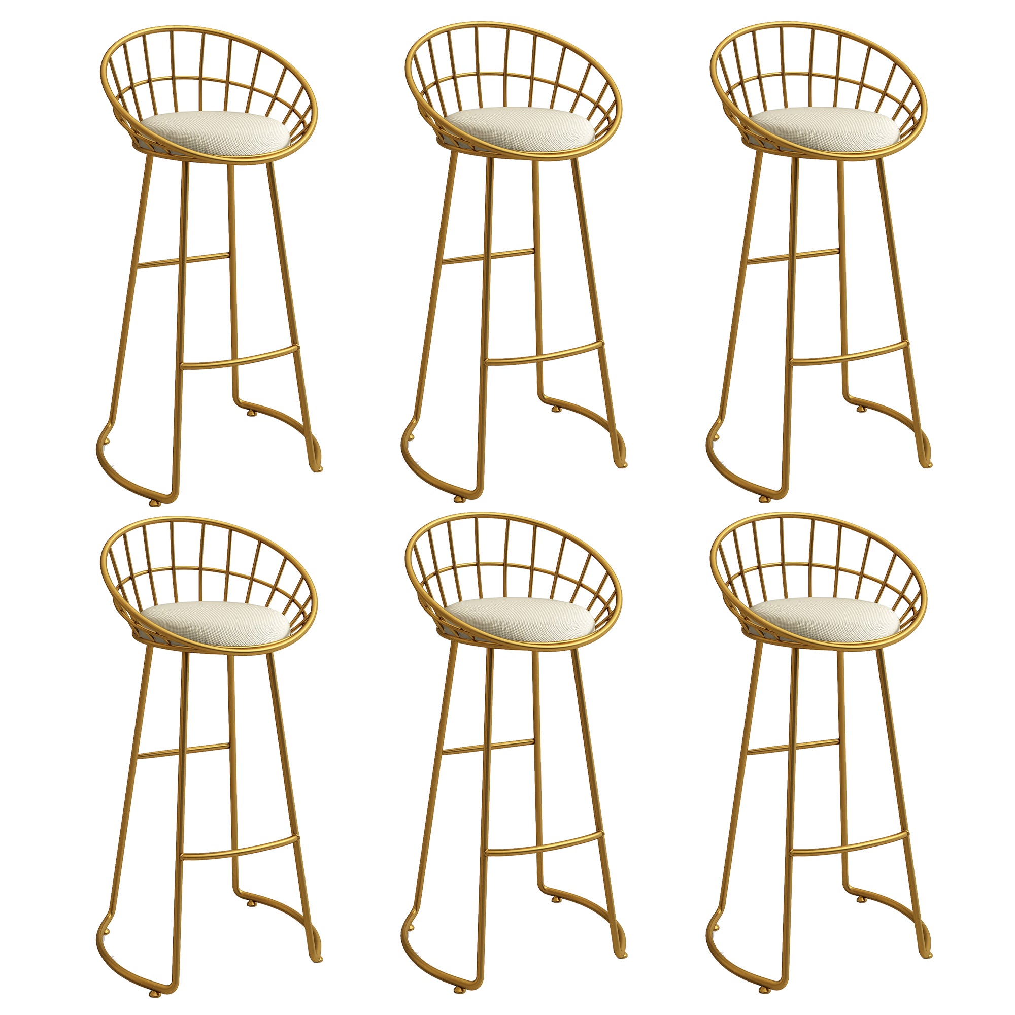 Low Back Bar Stools Glam Metal Dining Stools with Metal Base