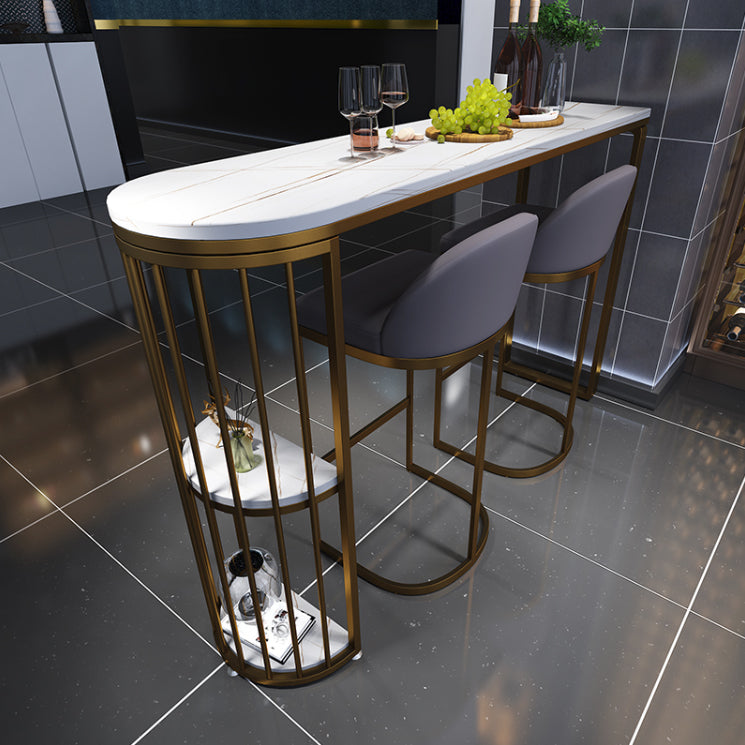 Low Back Bar Stools Glam Metal Dining Stools with Metal Base