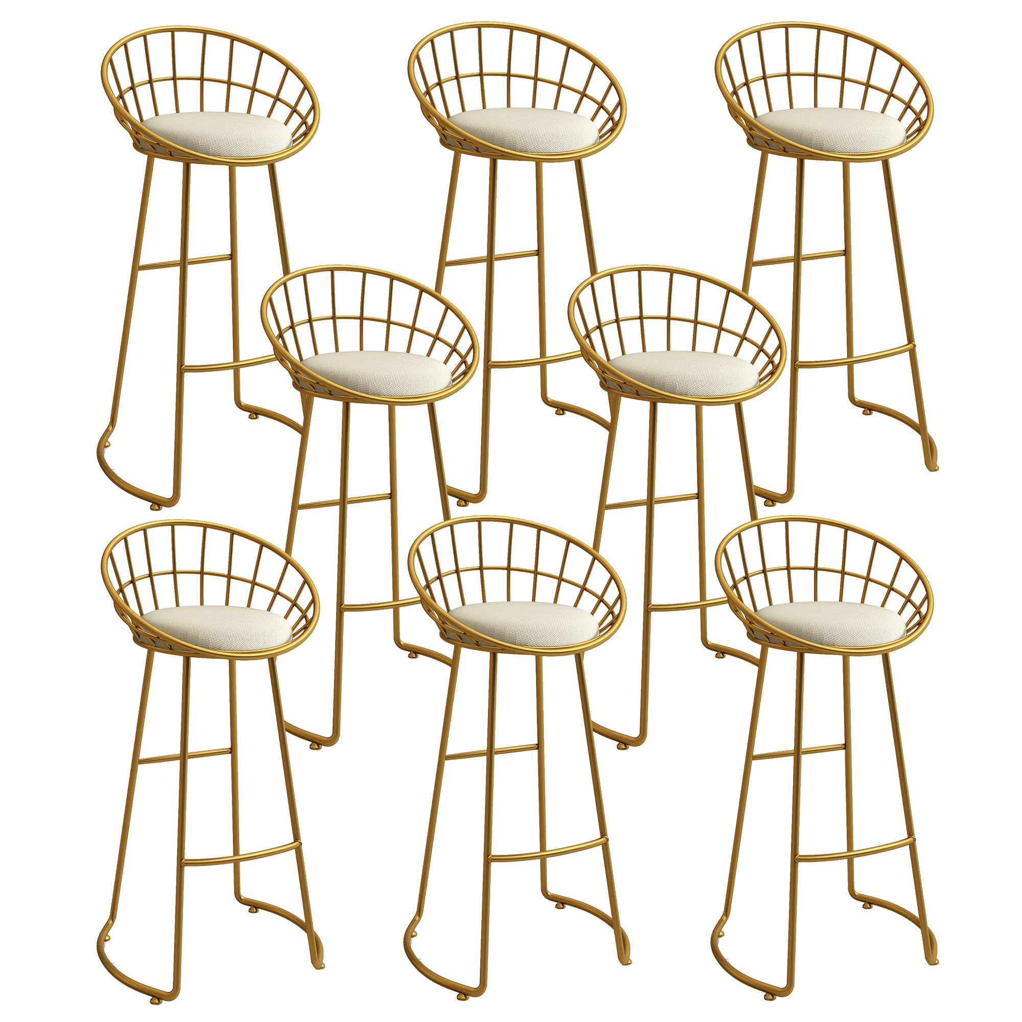 Low Back Bar Stools Glam Metal Dining Stools with Metal Base