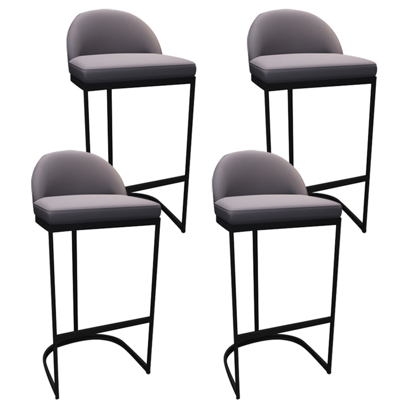 Low Back Bar Stools Glam Metal Dining Stools with Metal Base