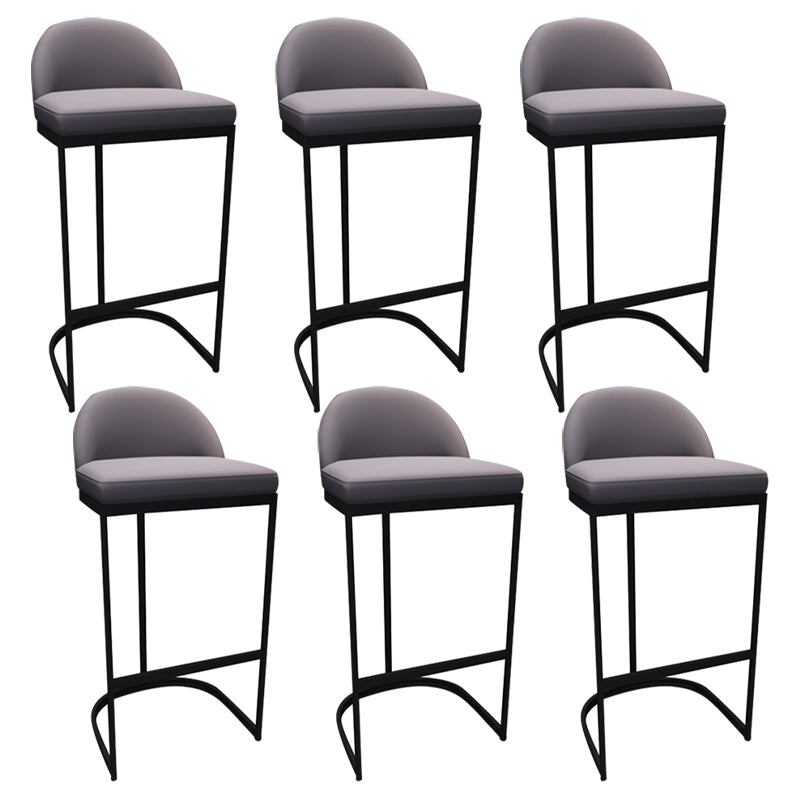 Low Back Bar Stools Glam Metal Dining Stools with Metal Base