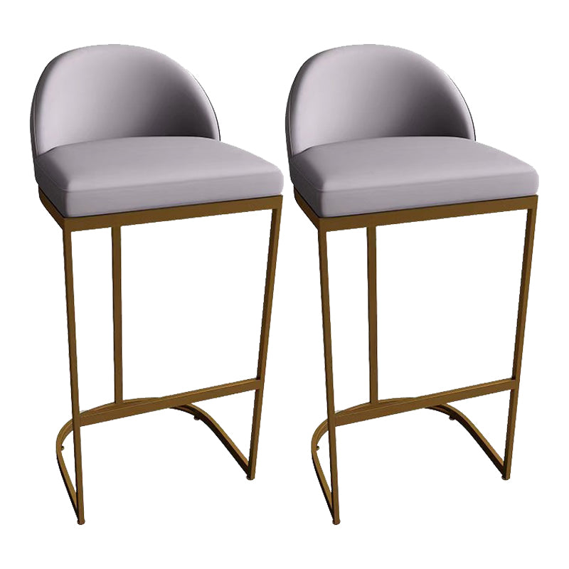 Low Back Bar Stools Glam Metal Dining Stools with Metal Base