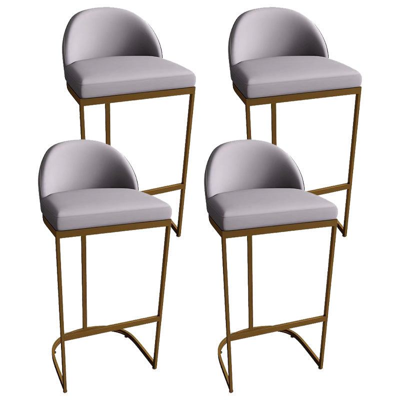 Low Back Bar Stools Glam Metal Dining Stools with Metal Base