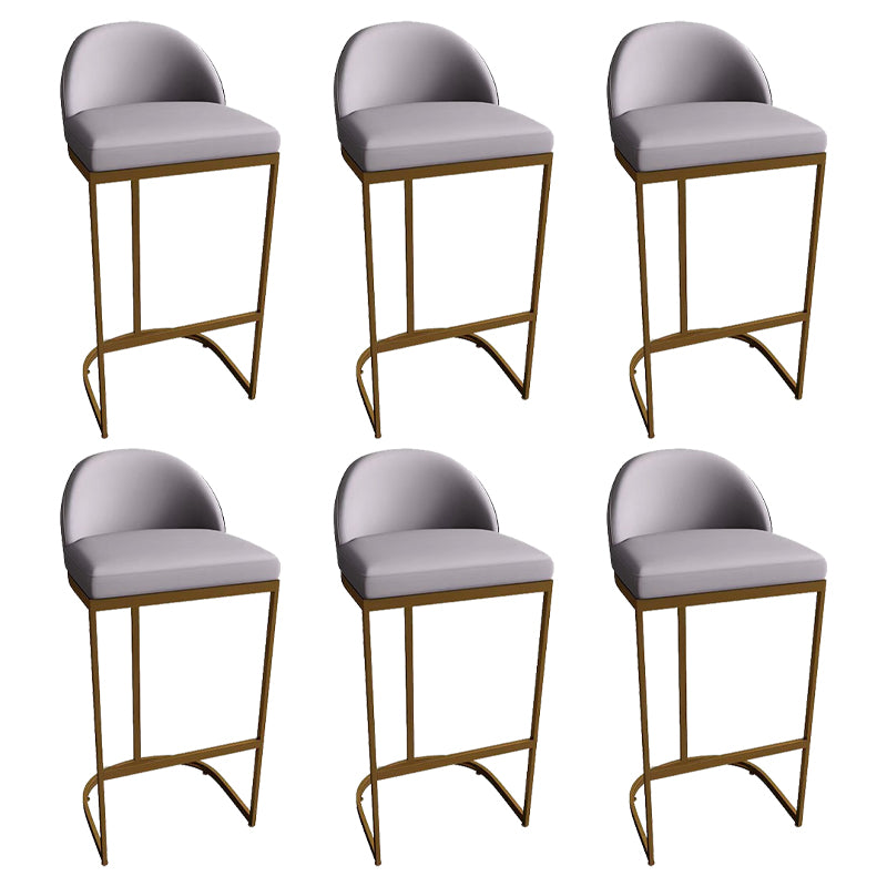 Low Back Bar Stools Glam Metal Dining Stools with Metal Base
