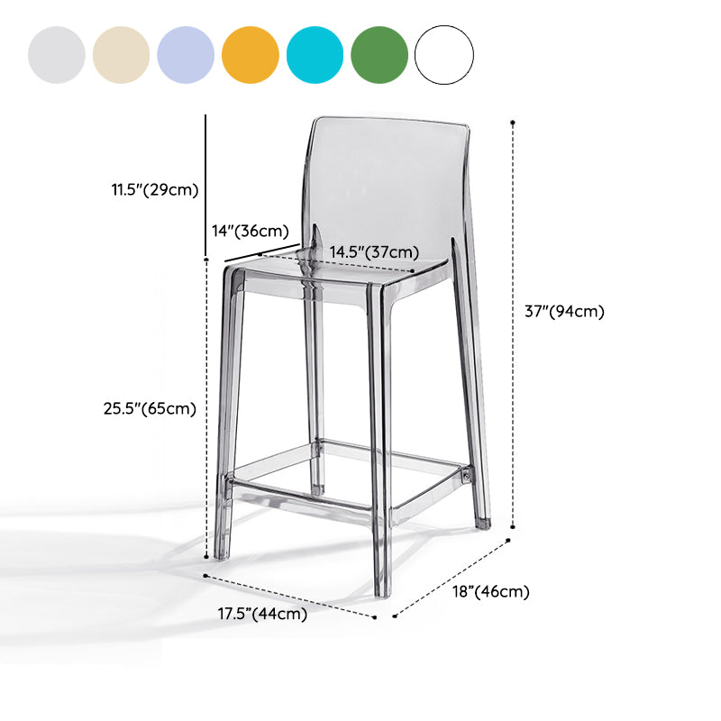 Contemporary Acrylic Counter Chair Low Back Indoor Bar Stools