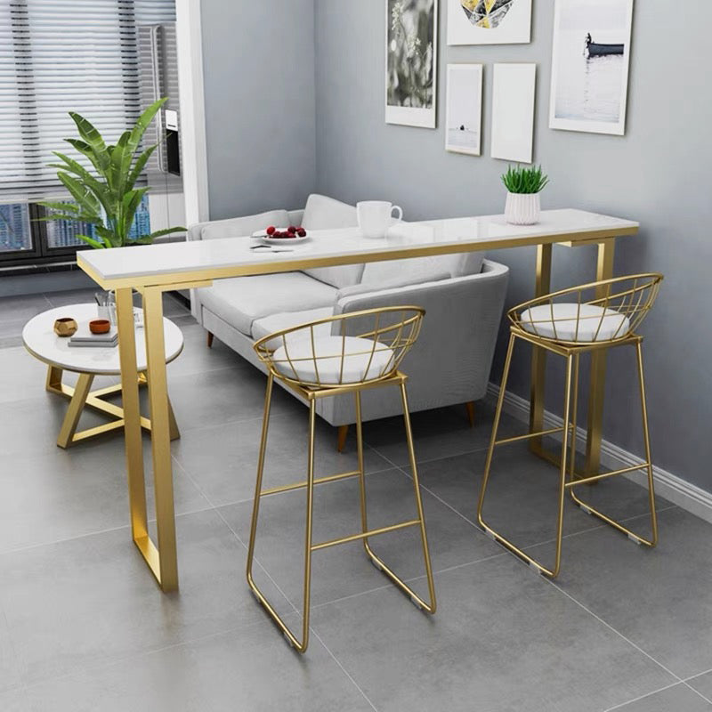 Armless Dining Stools Glam Low Back Bar Stools with Gold Metal Base