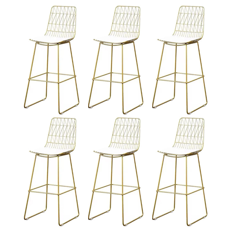 Armless Dining Stools Glam Low Back Bar Stools with Gold Metal Base