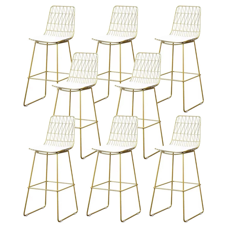Armless Dining Stools Glam Low Back Bar Stools with Gold Metal Base