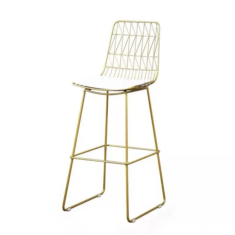 Armless Dining Stools Glam Low Back Bar Stools with Gold Metal Base