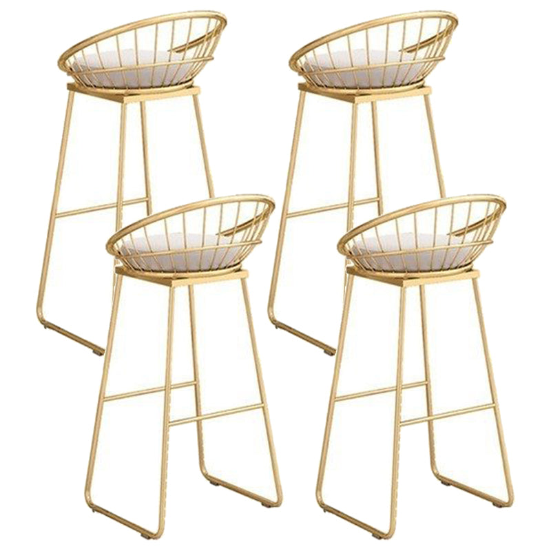Armless Dining Stools Glam Low Back Bar Stools with Gold Metal Base
